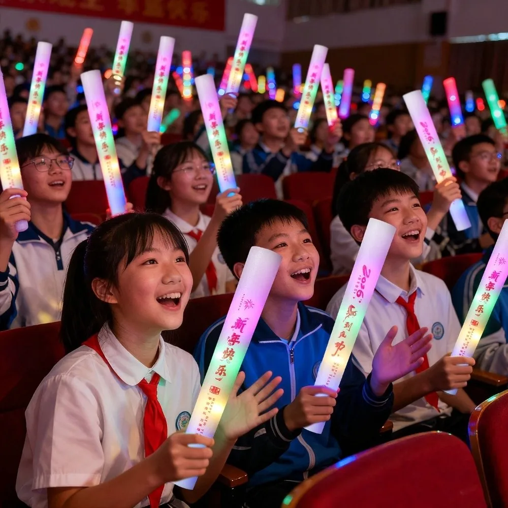 

Atmosphere Props Colorful Sponge Glow Stick 2026 New Year Flashing LED Glow Stick Handheld Cheer Tube Party Supplies