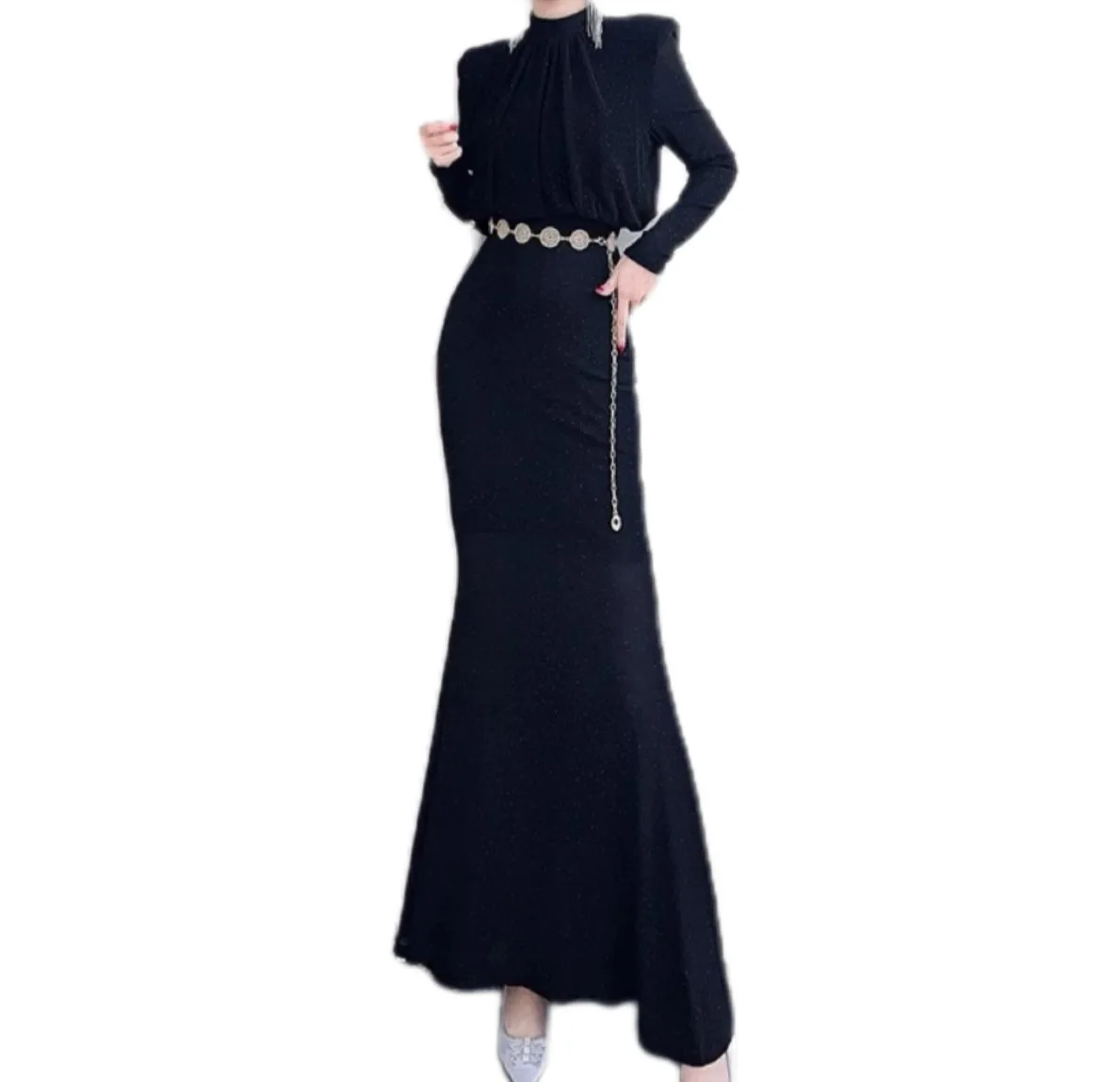 Robe de soirée moulante avec des Appliques florales pour femmes, élégante, pour Occasions formelles, strass, maille, Robe de soirée