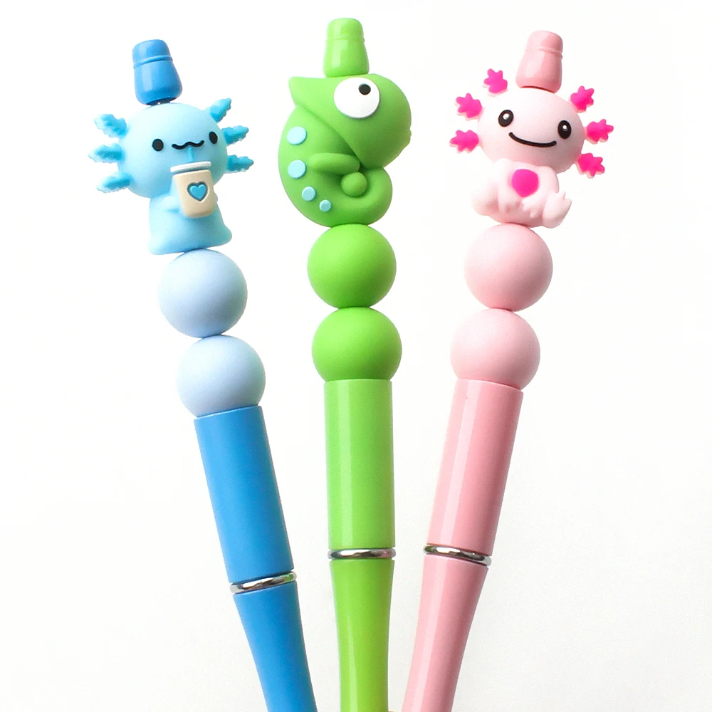 5/10/20 قطعة ثلاثية الأبعاد الحيوان سيليكون البؤري الخرز ثلاثية الأبعاد تغيير لون الحرباء الخرز ل القلائد ذاتية الصنع صنع المجوهرات اكسسوارات