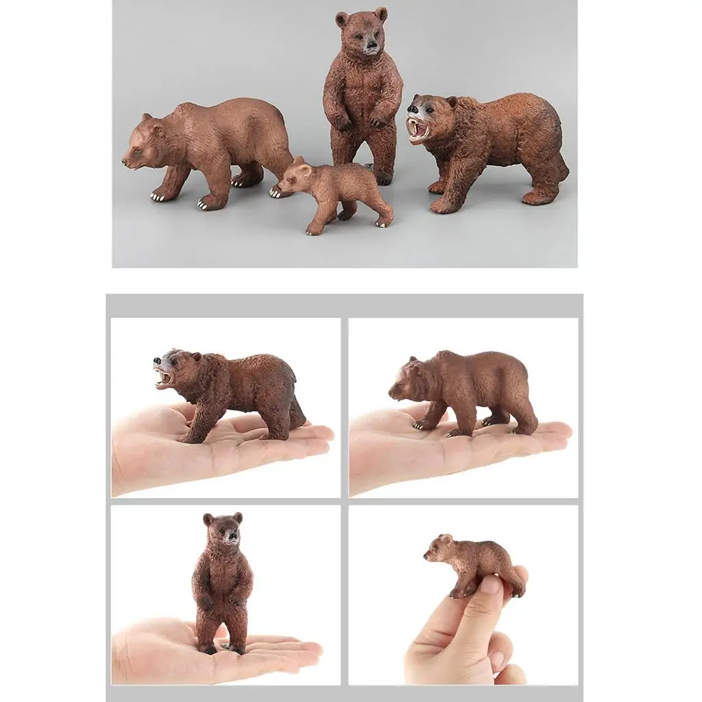 

Plastic Simulation Bear Model Figure Toy Set, Kids Early Nature Toy Collectible -