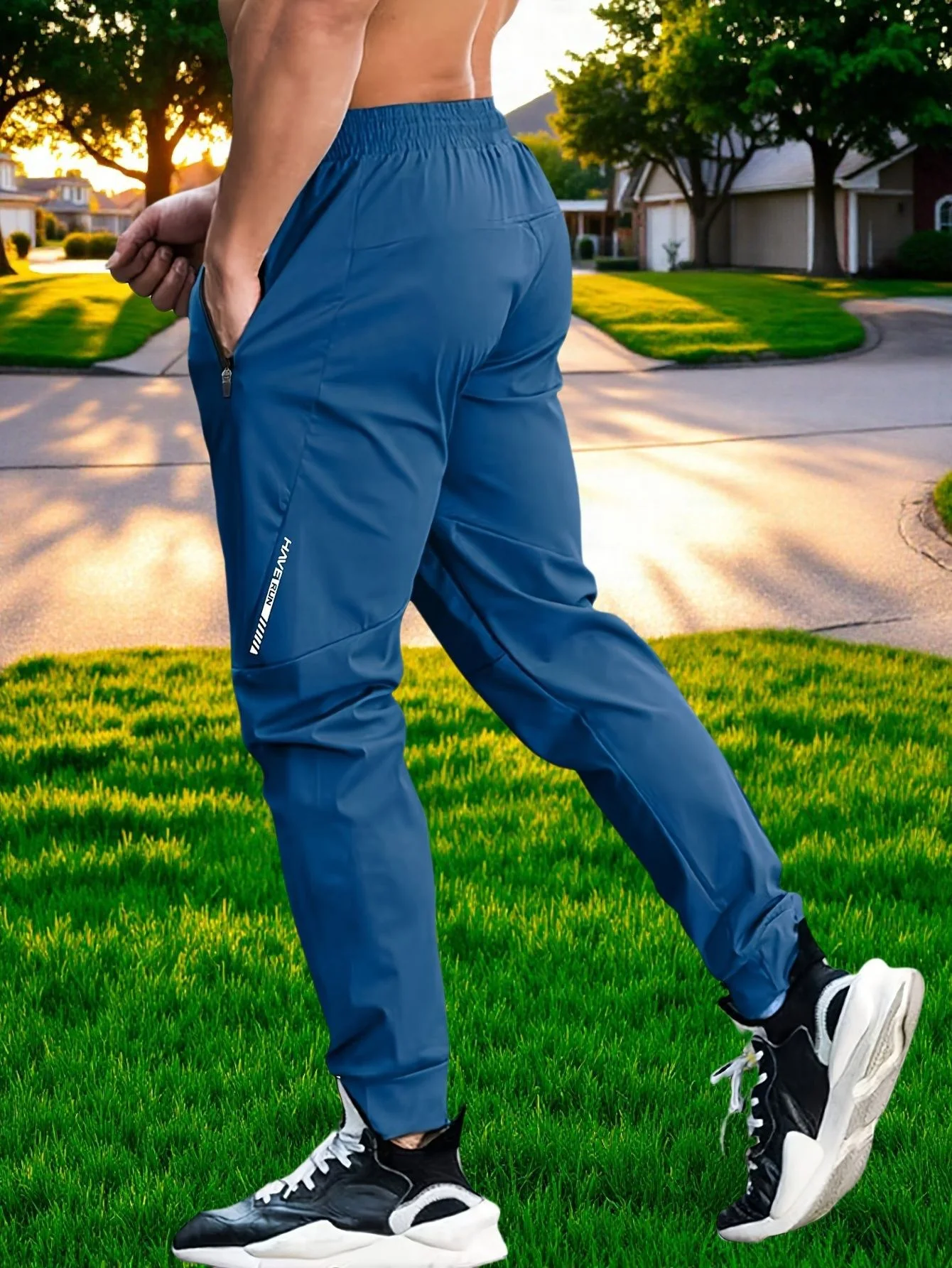 Sommerliche Outdoor-Hose aus Eisseide für Herren, dünne Freizeithose im koreanischen Stil, schnelltrocknend, elastische Beinpartie, eng anliegende Sporthose für Herren – Detail 10