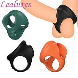 Penis Ring Reusable Male Chasity Cage Scrotum Stretcher Delayed Ejaculation Silicone Cock Ring Penis Enlargement Sex Toy for Men