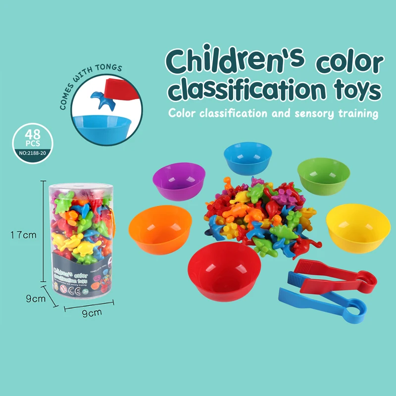 Gioco di abbinamento arcobaleno per bambini Cognizione animale Arcobaleno Colore Ordinamento Allenamento motorio fine Montessori Educazione sensoriale Puzzle Giocattolo regalo