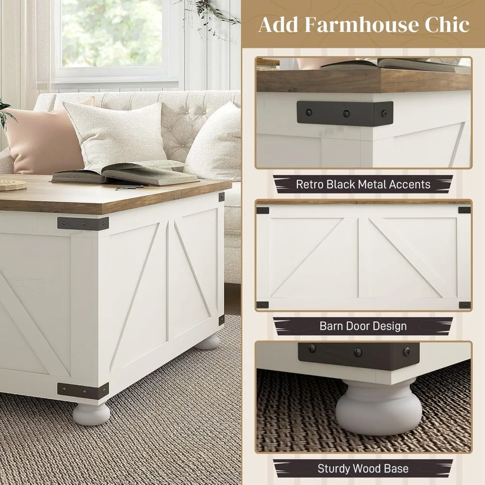 طاولة قهوة مربعة مقاس 31.5 بوصة لغرفة المعيشة مع مساحة تخزين ورفع بمفصلات #5