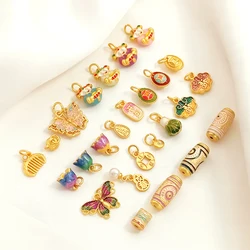 Matte Gold Chinese Style God of Wealth, Auspicious Clouds Pendant DIY Jewelry Making Necklace Bracelet Accessory Materials