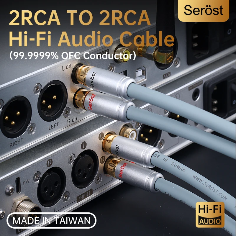 Serost Star HIFI 99.9999% OFC Oxygen Free Copper RCA Signal Audio Cable for CD Home Theater DSP DAC Amplifier Car Audio Earphone