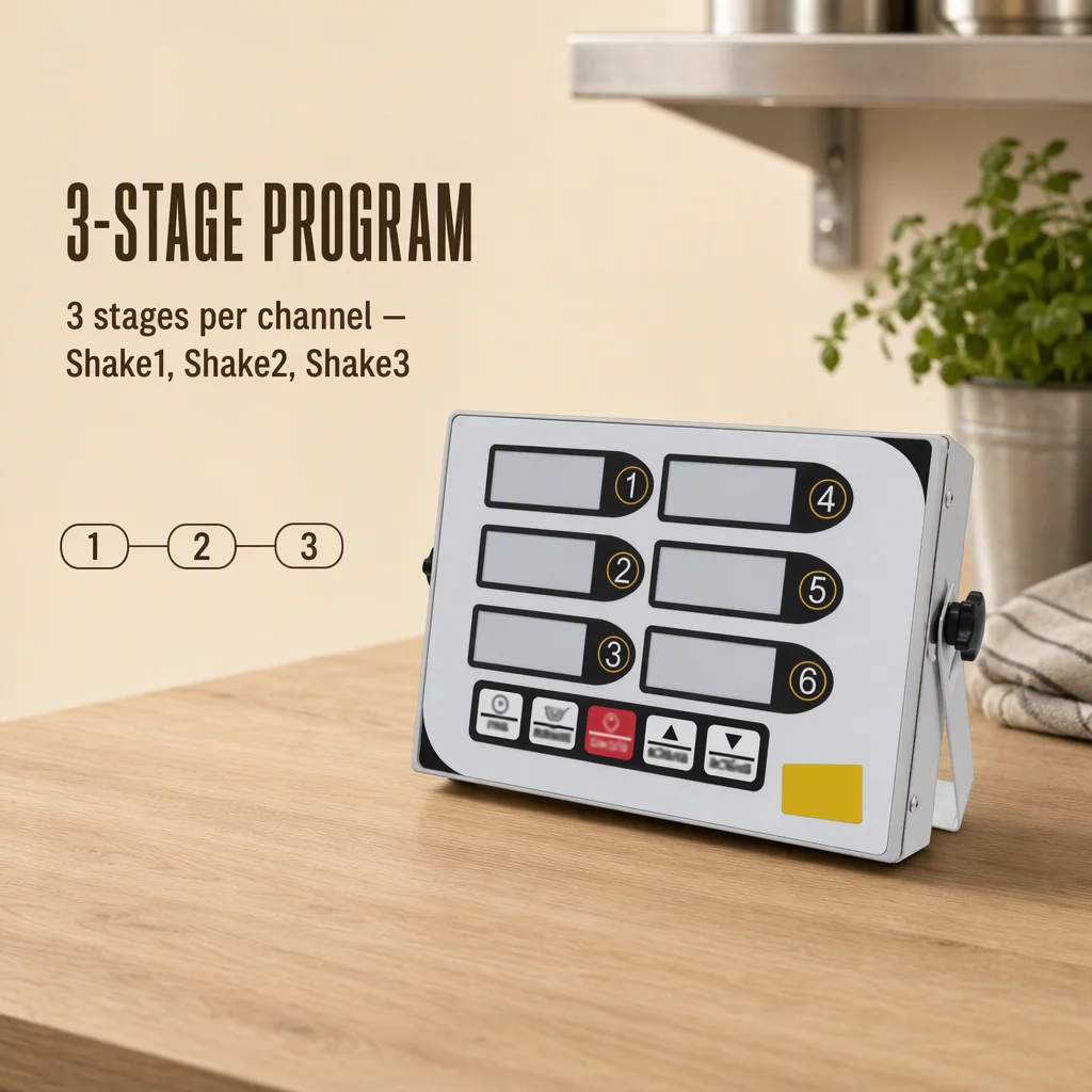 CAL‑6B Commercial 6‑Channel Digital Timer Stainless‑Steel Panel Multichannel Countdown Timer For Fast Food Bakery Cafe Kitchen