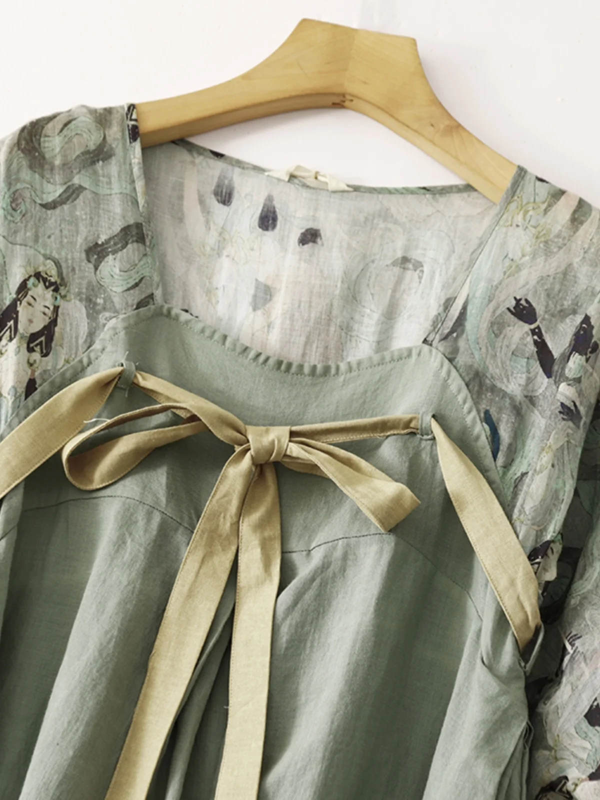 Ele 伝統的な中国風プリント マキシ丈スカート レディース 夏用 レギュラーウェア 新作 スレ ナショナルトレンド スプライシング フローティングロングスカート