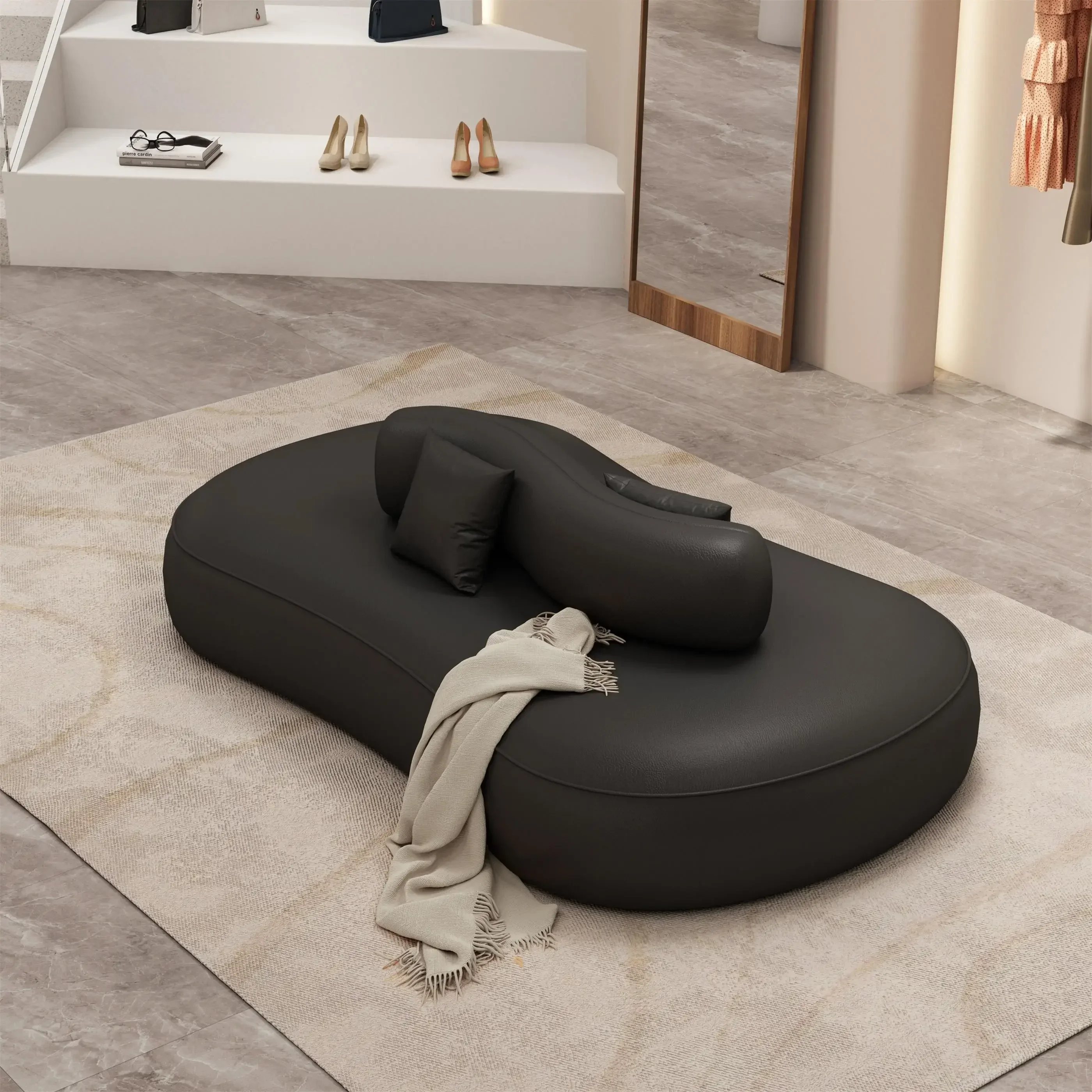 Doppelseitiges Empfangssofa mit Rückenlehne und Rückenlehne im Schönheitssalon