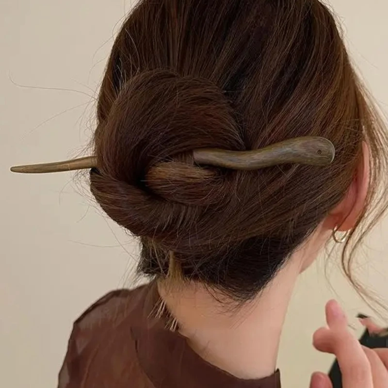Chinese Style Elegant Wood Hair Stick Vintage Chopstick Hairpins Women Hair Clip Pin Hanfu Cheongsam Headwear Hair Accessories