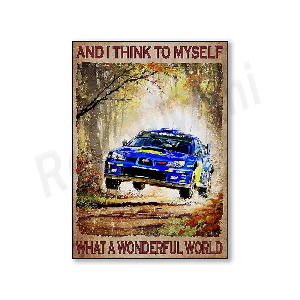Racing Myself What a Wonderful World Poster, Vintage Rally Car Wall Art, Racing Wall Decor, Sports Car Print
