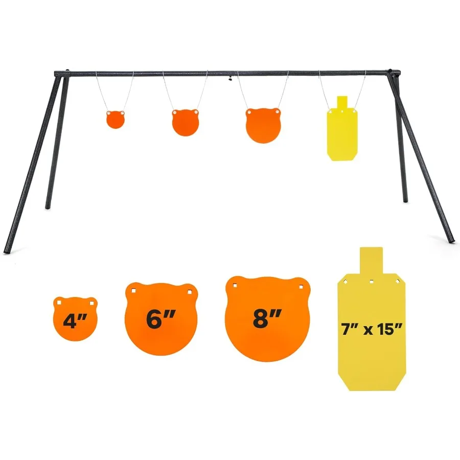 

AR500 Target Stand with Gong Targets and 7x12 Torso Target No Tools Required Assembly Heavy Duty Shooting Practice Stand