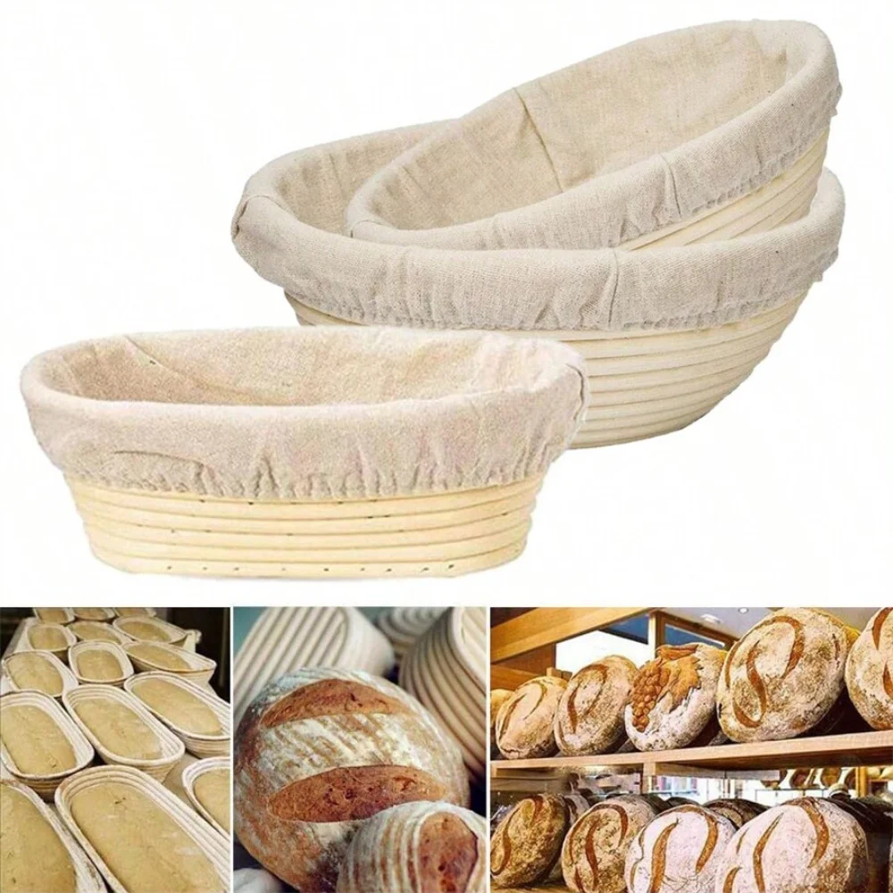 Vine Bread Fermentation Basket, Natural Oval Rattan Core Dough, Bread Fermentation Sour Dough Bread Basket Used for Baking