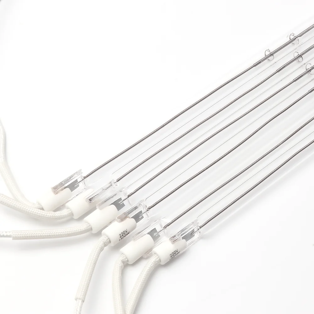 1.5KW 220V 620MM Square Ceramic Lamp Head Short Wave Tungsten Filament Single Tube Transparent Infrared Heating Lamp