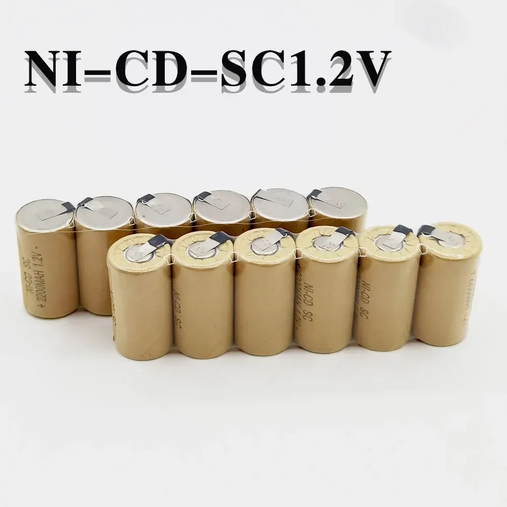 1-20pcs Screwdriver Drill SC Battery 1.2V 2200mah SubC Nickel Cadmium Rechargeable Battery with Label Power Tools Nickel Battery