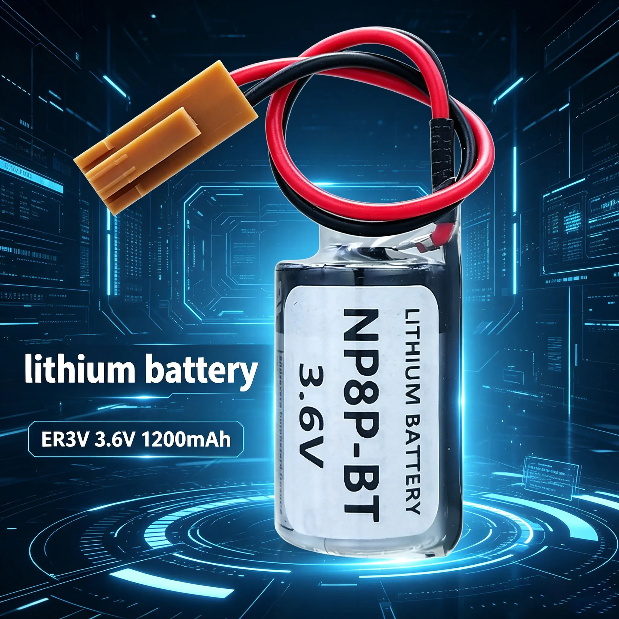 JCBCH ER3V 3.6V lithium battery NP8P-BT suitable for Fuji PLC touch screen intelligent industrial robot programming controller