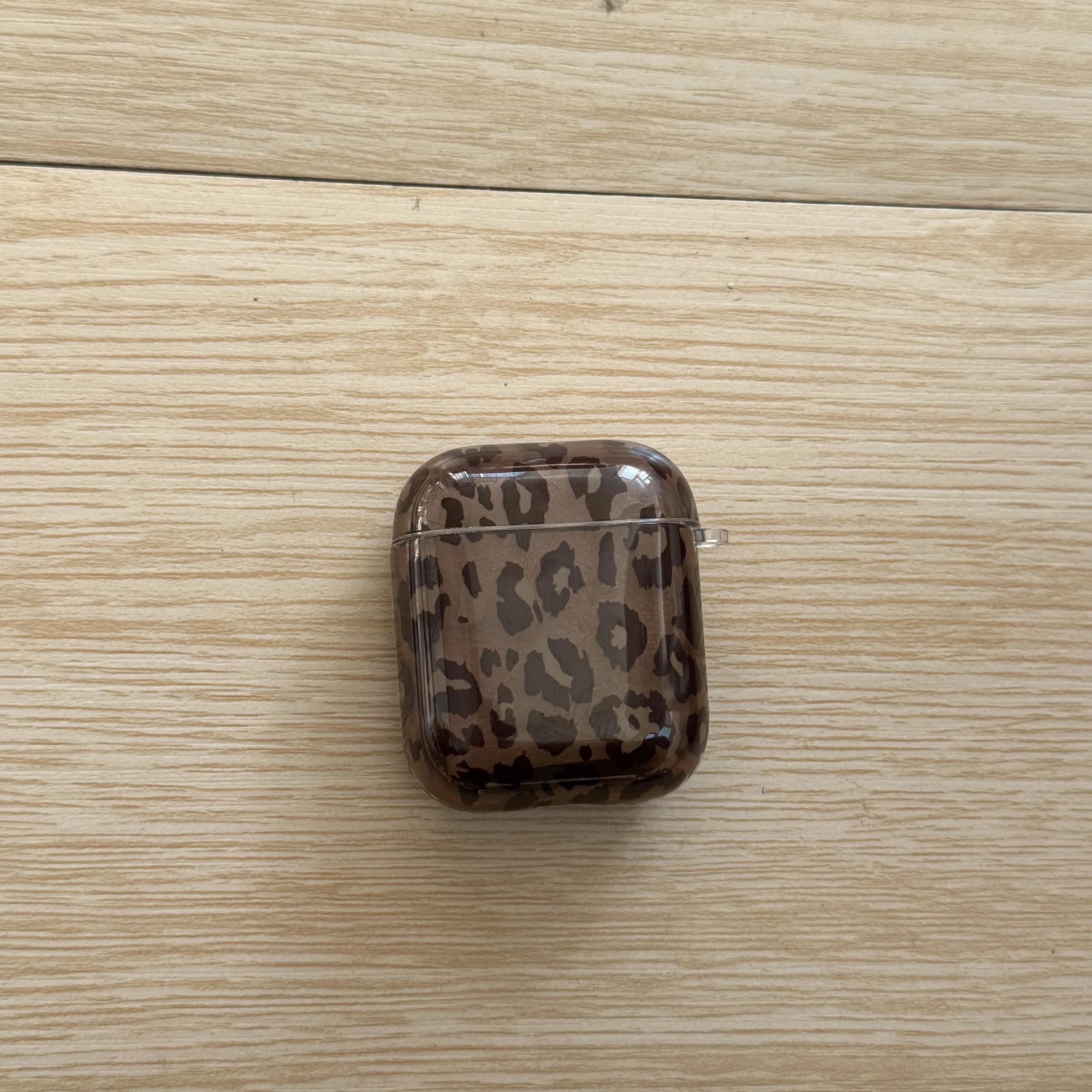 透明ブラウンヒョウ柄 + リング Apple Airpodspro2 ケース/Airpodspro ケース/Airpods4 ケース/Airpods3 ケース/Airpods2 に適しています