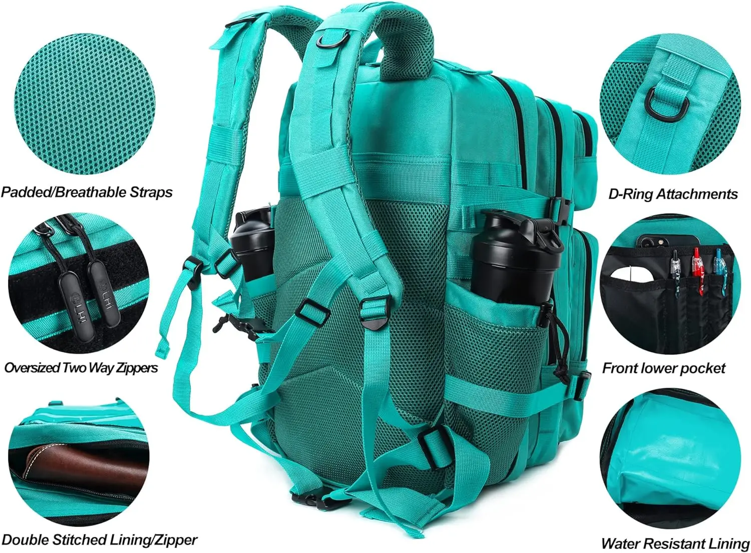 Mochila táctica de 45l con bolsillo para botella, Mochila impermeable para senderismo al aire libre, escalada, Camping