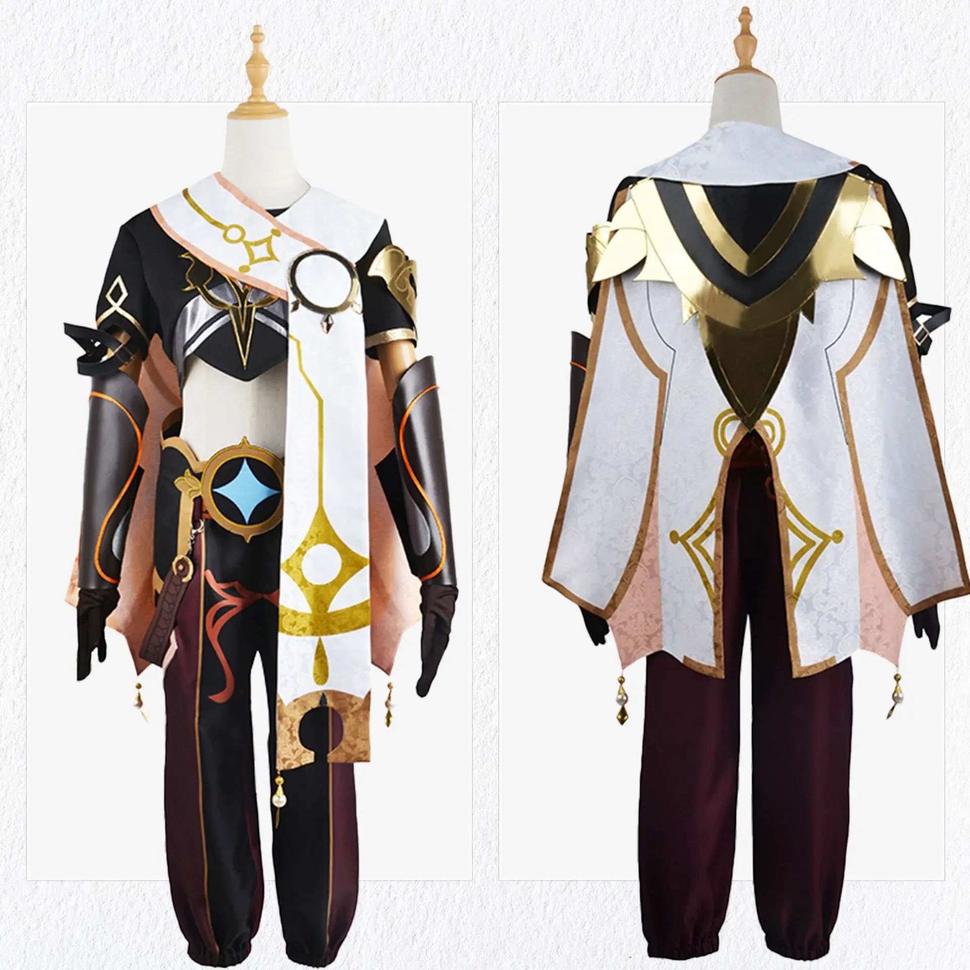 

In Stock Genshin Impact Aether Traveler Cosplay Costume Genshin Impact Male Sora Tabibito Full Set Anime Game Party Halloween