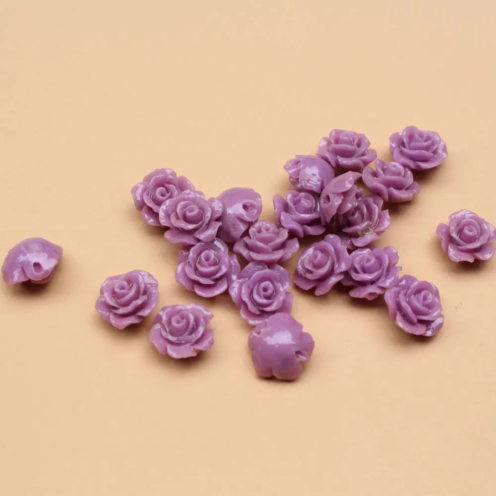 20pcs 10mm Artificial Coral Beads Camelia Flower Fashion Bead Red Black Pink Mix Colors for Jewelry Bracelet Making DIY