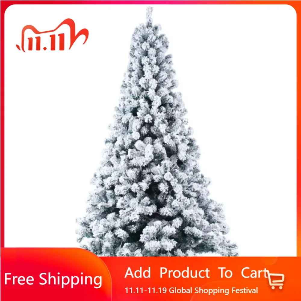 

6ft Green Flocking 550 Lights Warm 8 Patterns 1202 Branches Automatic Tree Structure PVC Material Durable Christmas tree