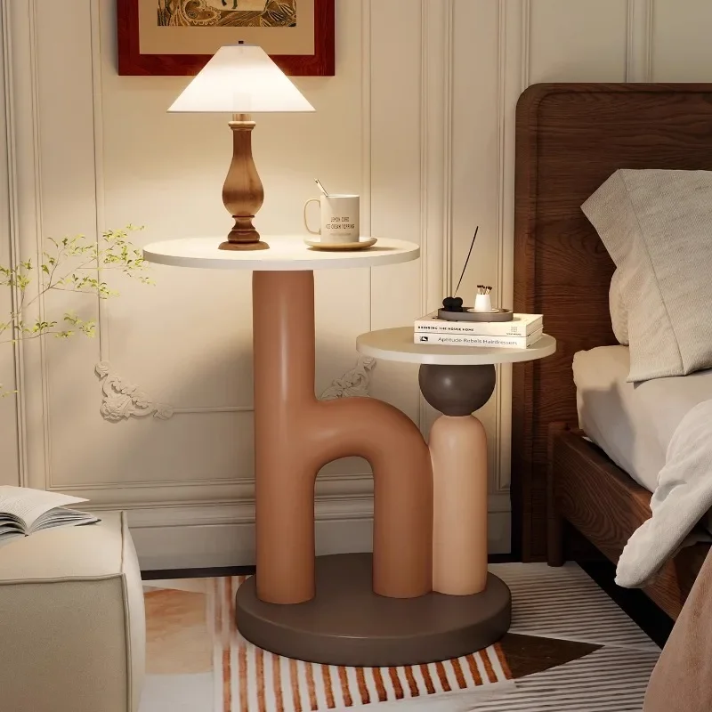 

French cream style floor ornament American retro side few pairs of trays bedroom antique bedside table