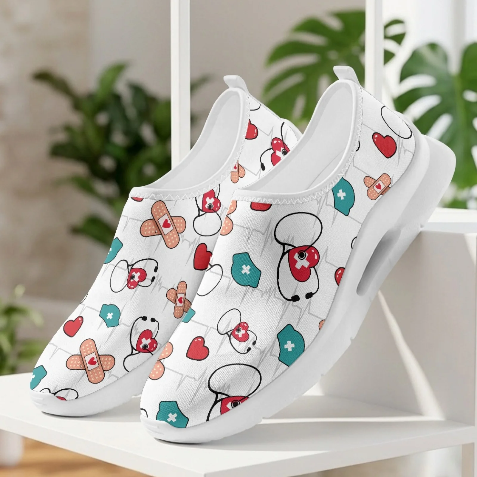PENSTROLL Medical Heart Walking Shoes Nurse Shoes for Women Lightweight Casual Casual Sneakers