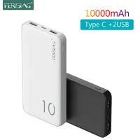 FERISING Dual USB + Type C Power Bank 10000mAh PowerBank 10000 mAh Charger Portable External Battery Charging For Xiaomi Mi 10 9