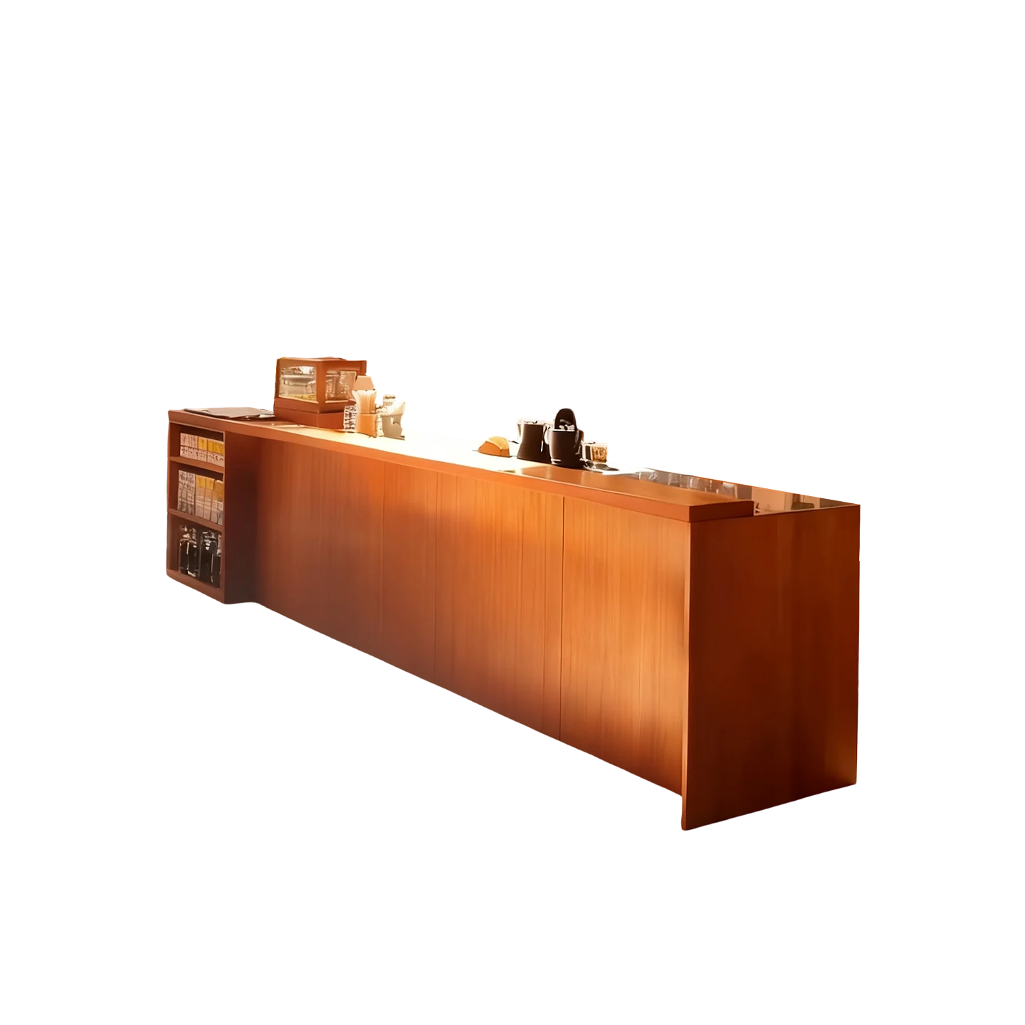 2026 Medieval Style Yimutang Oblong Stainless Steel Complete Set Coffee Shop Milk Shop Water Bar Table Desk Reception Desk