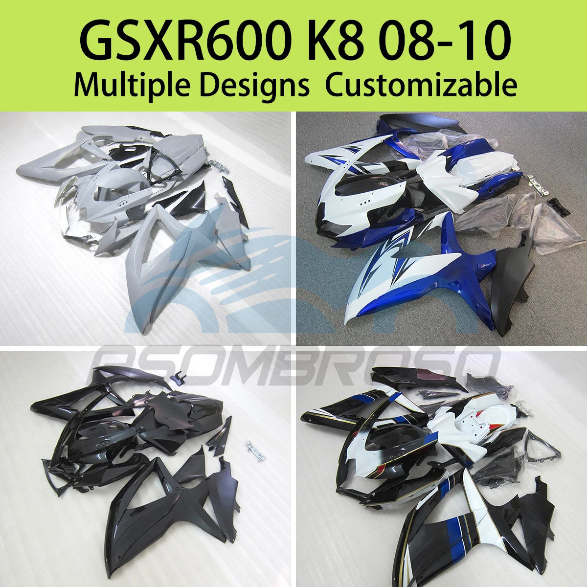 GSXR600 GSXR750 08 09 10 Full Fairing Kit for SUZUKI GSXR 600 750 K8 2008 2009 2010 Motorcycle Fairings Bodywork Set