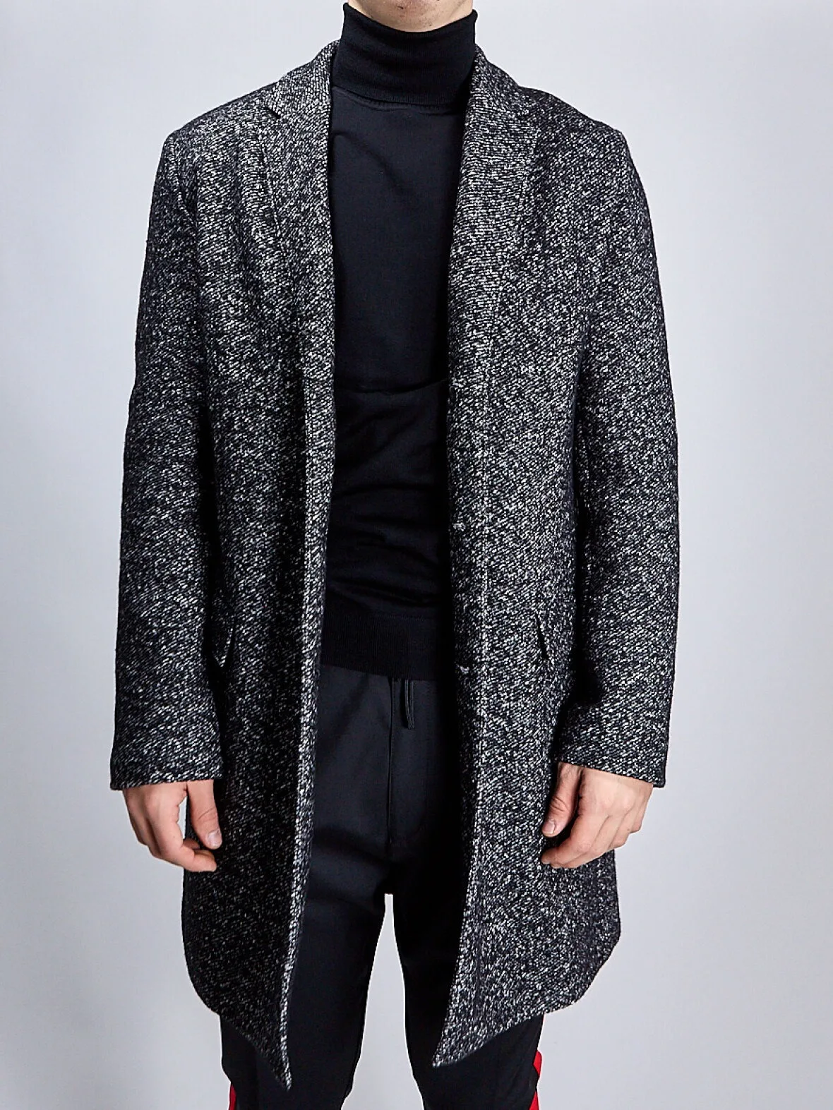 Men Mid Length Overcoat Notched Lapel Single Breasted Slim Fit Textured Modern Casual Coat Custom 1 Piece Male Daily Jacket