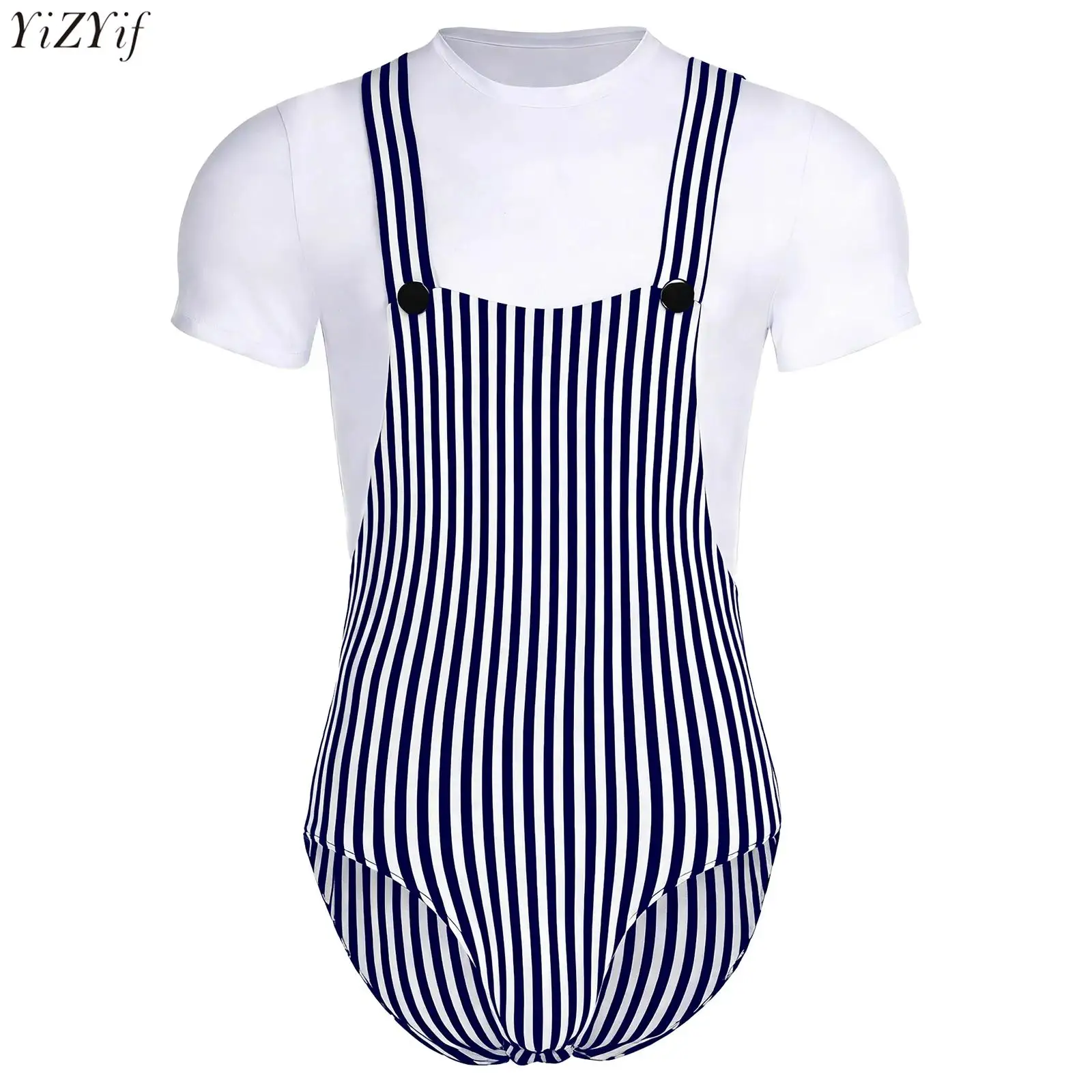 

Mens Fake 2-piece Bodysuit Cotton Shaping Pajamas Home Sports Fitness Gym Bodysuit Mens Clothing 2026 Summer New