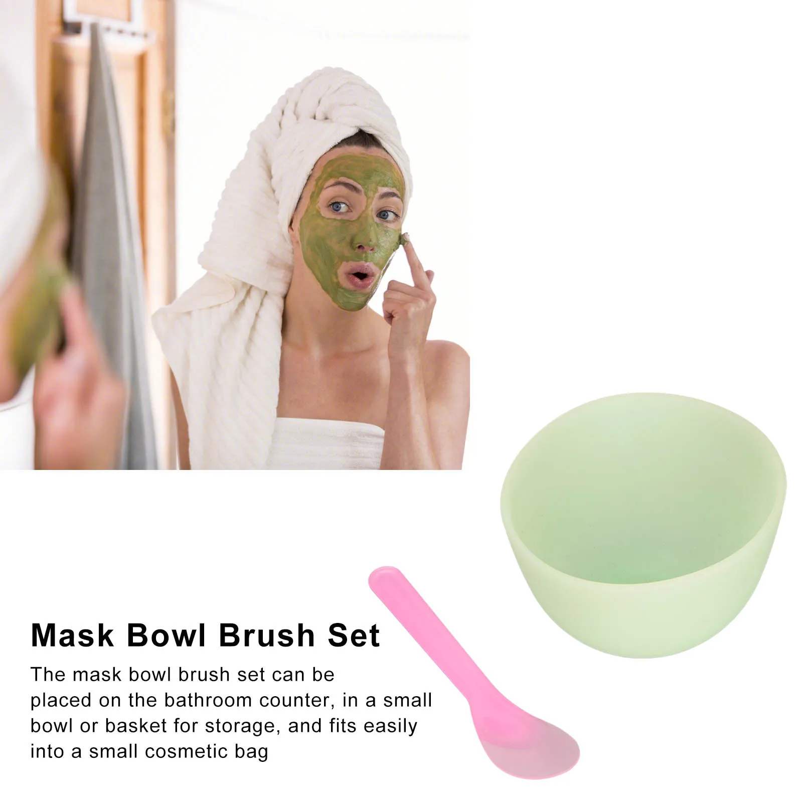 2set Face Mask Applicator Silicone Material Washable Reusable Soft Flexible Portable DIY Skin Care Bowl Brush Set