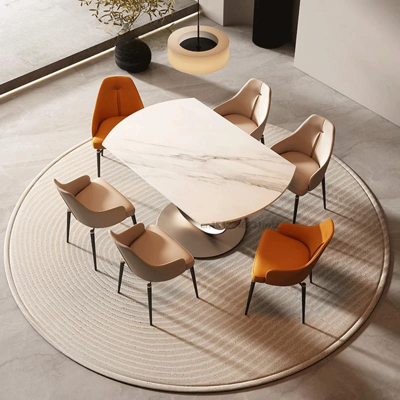 Dining Room Round Table Chairs for Kitchen Oval Cafe Designer Coffee Dinning Tables Sets Reception Restaurant Sedentary Marble