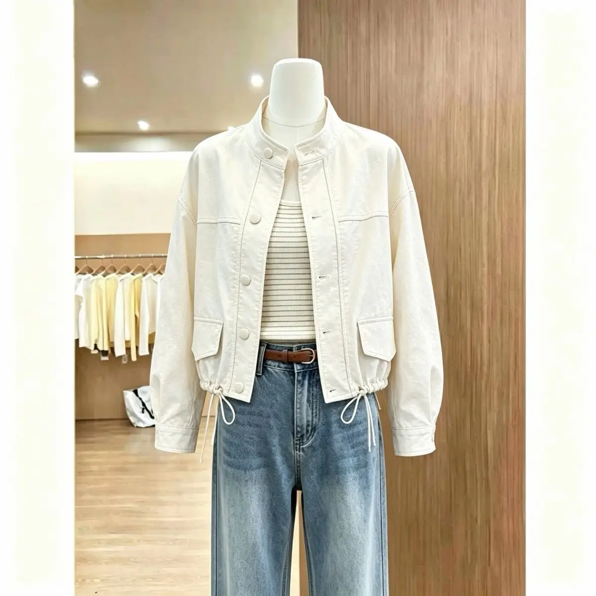 Fashion Coat Women Spring Autumn New Design Sense Stand Collar Tooling Jacket Ladies Short Popular Outerwear Exquisite Overwear
