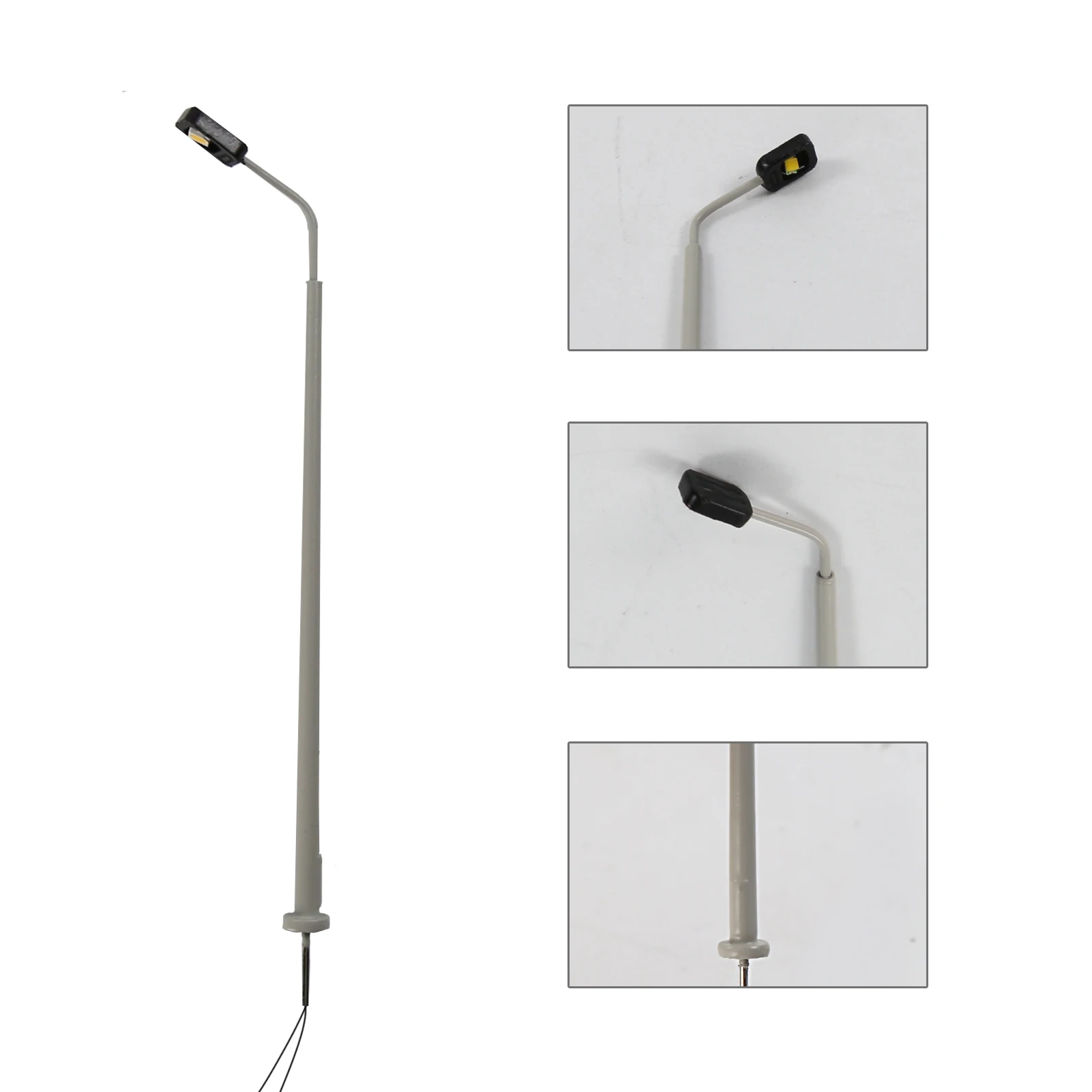 Evemodel 5 peças Lâmpadas de Rua de Metal Prata Escala N HO LED Branco Quente com Resistores para 12V LD16