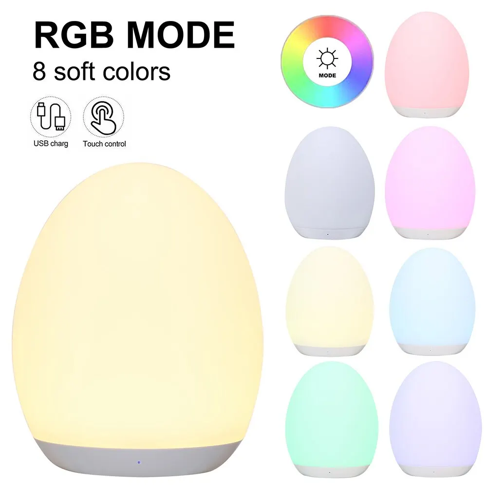 LED Night Light USB Rechargeable Table Lamp Touch Switch for Children\'s Home Garden Bar KTV Dining RGB Ambient Light