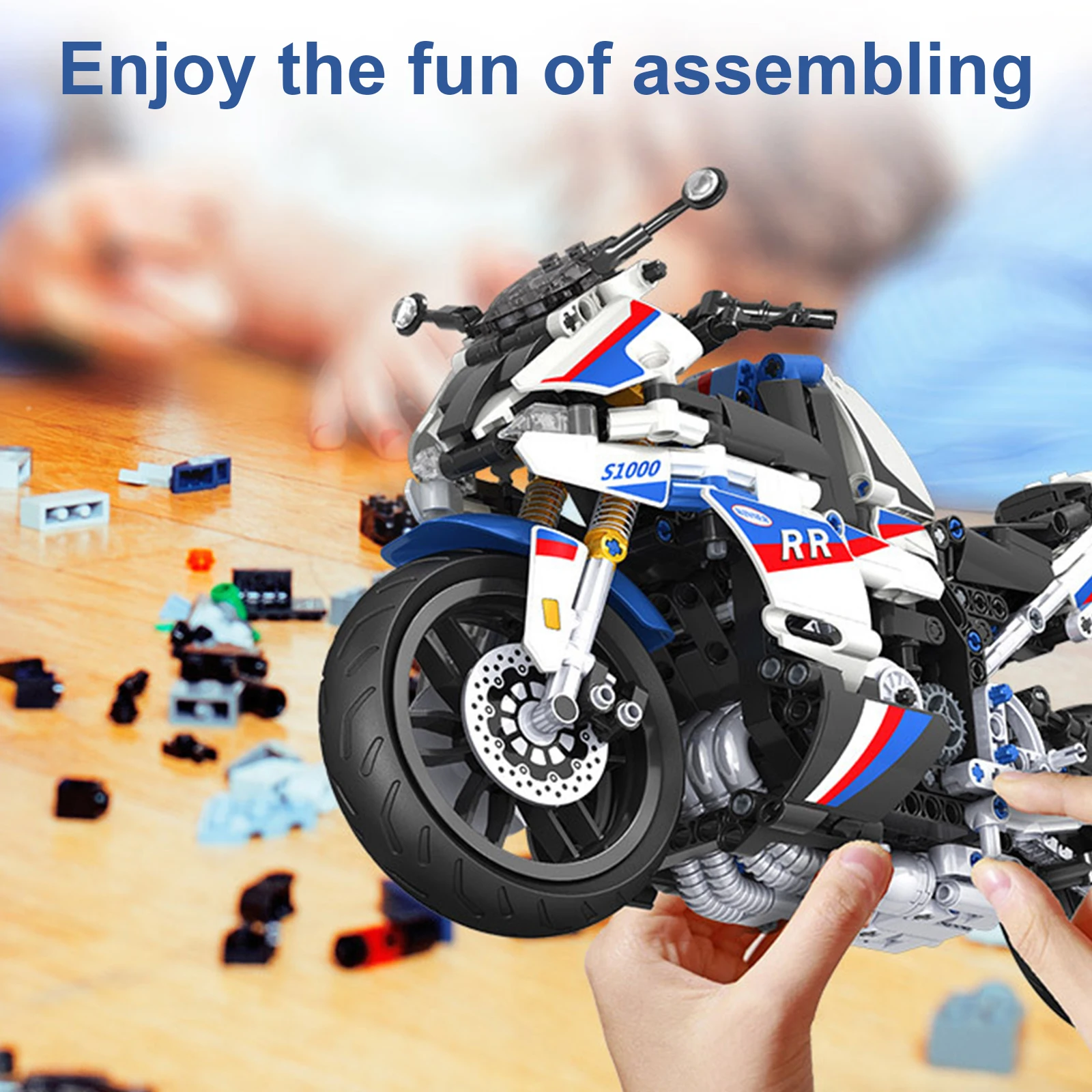 819PCS Racing Motorcycle Building Blocks Set 1:6 Retro Motorbike Vehicle Bricks Locomotive Model Vehicle Bricks Toys Boys Gifts