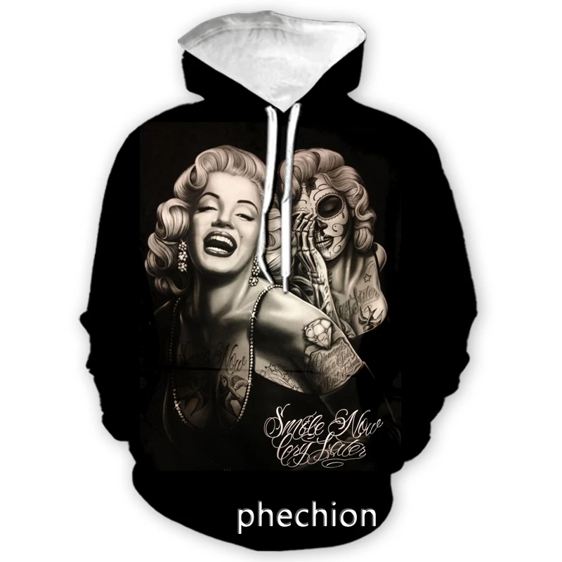 

phechion New Fashion Men/Women Marilyn Monroe 3D Print Long Sleeve Hoodies Casual Hoodies Loose Sporting Pullover A123