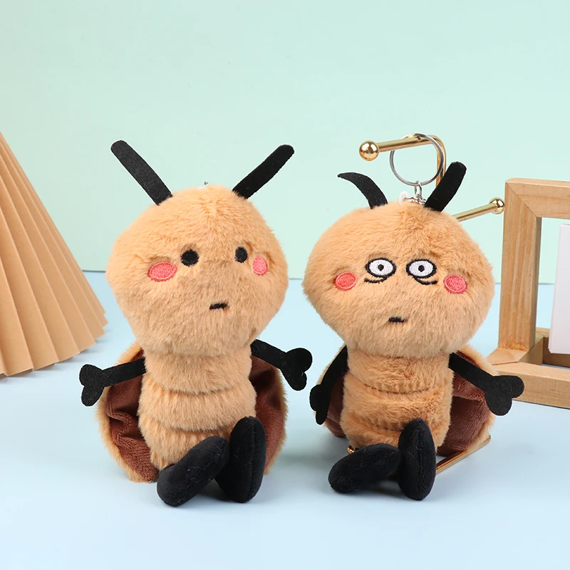 Creative Cockroach Plush Toy Cartoon Stuffed Xiaoqiang Doll Keychain Bag Pendant Car Key Holder For Birthday Gifts