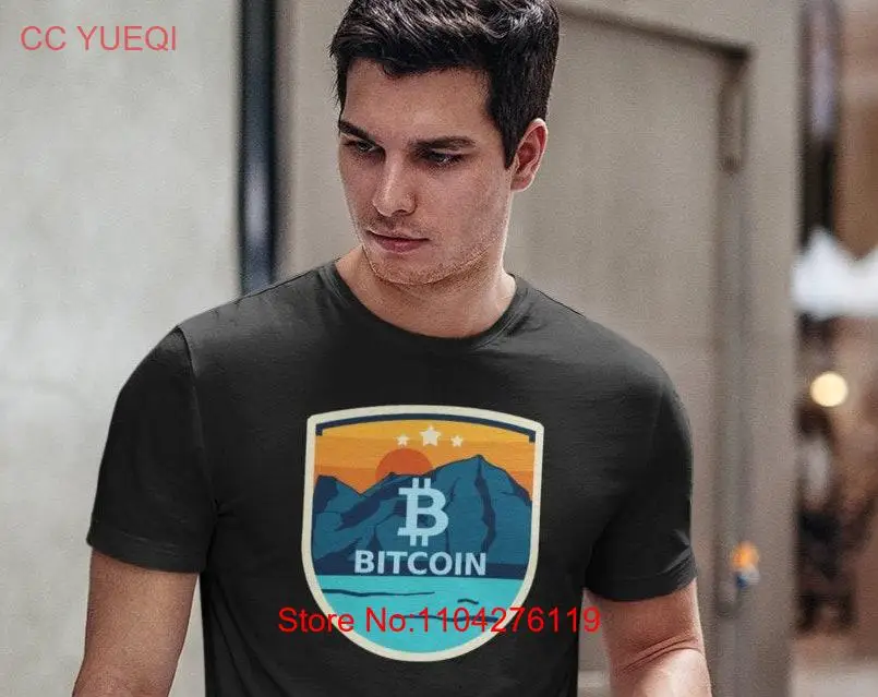 

Bitcoin Mountain SunseT T Shirt Cryptocurrency tee BTC unisex long or short sleeves