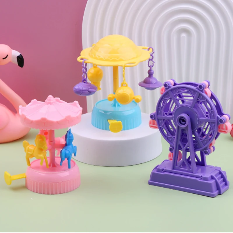 Creative Fun Hand-push Handheld Amusement Park Gears Carousel Ferris Wheel Spacewalk Toys bambini Cartoon Toys