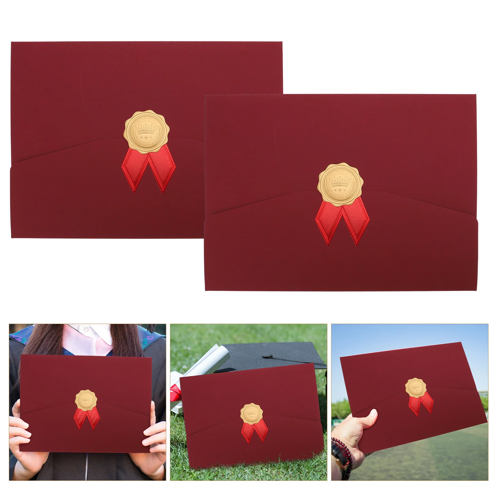 2pcs Certificate Cover Three-Fold Protective Holder For Award Diploma Document Folder Envelope Paper Certificate Holder