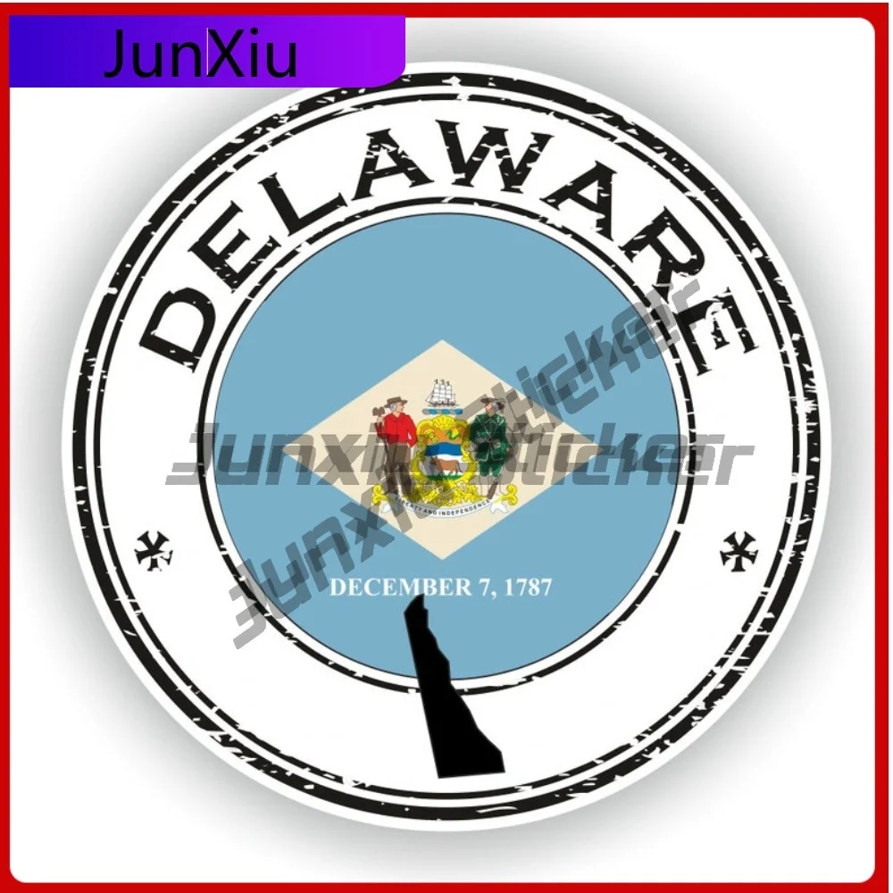 

Delaware Seal Sticker Round Flag Funny Vinyl Decal Waterproof Exterior for SUV Bodywork Guitar Motorcycle Helmet Pickup