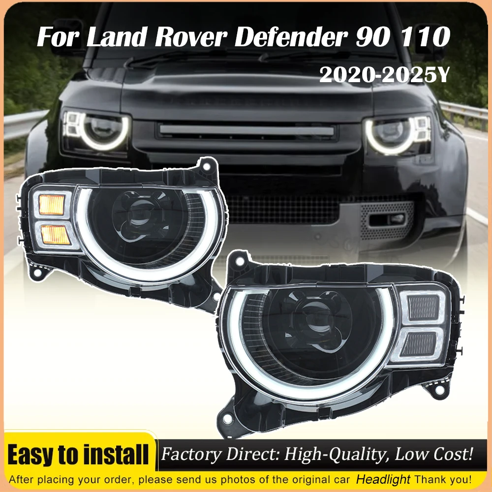 

Автомобильные фары для Land Rover Defender 90 110, фары 2020-2025, светодиодные фары, дневные ходовые огни, DRL, указатель поворота, Стайлинг автомобиля