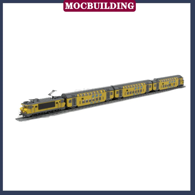 MOC City Double Decker Train Model Building Block Assembly Transport Vehicle Locomotive Collection Series Toy Gifts