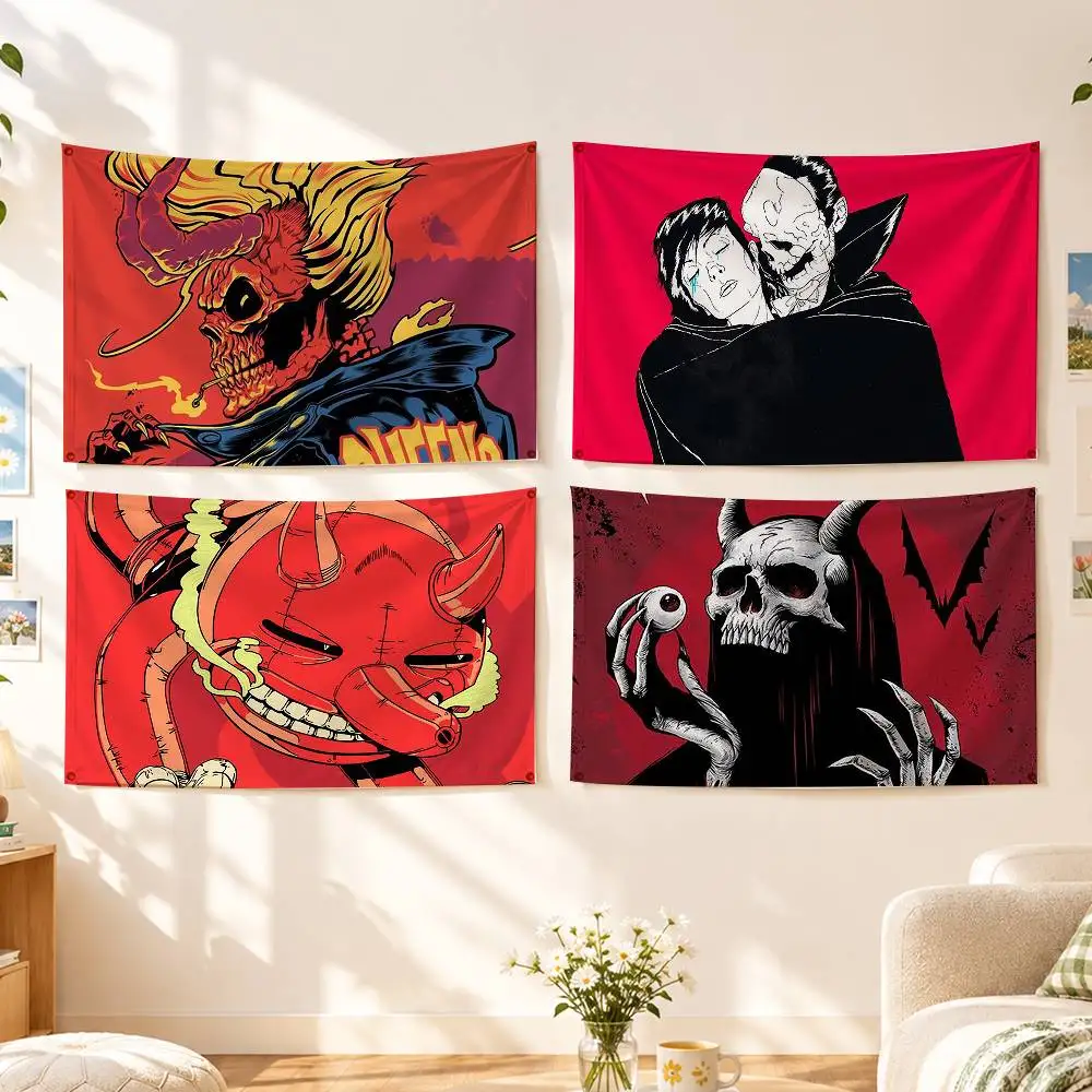QOTSA Q-Queens of the Stone Age Flags Wall Hanging Background Art Banner for Bedroom Home Outdoor Decor