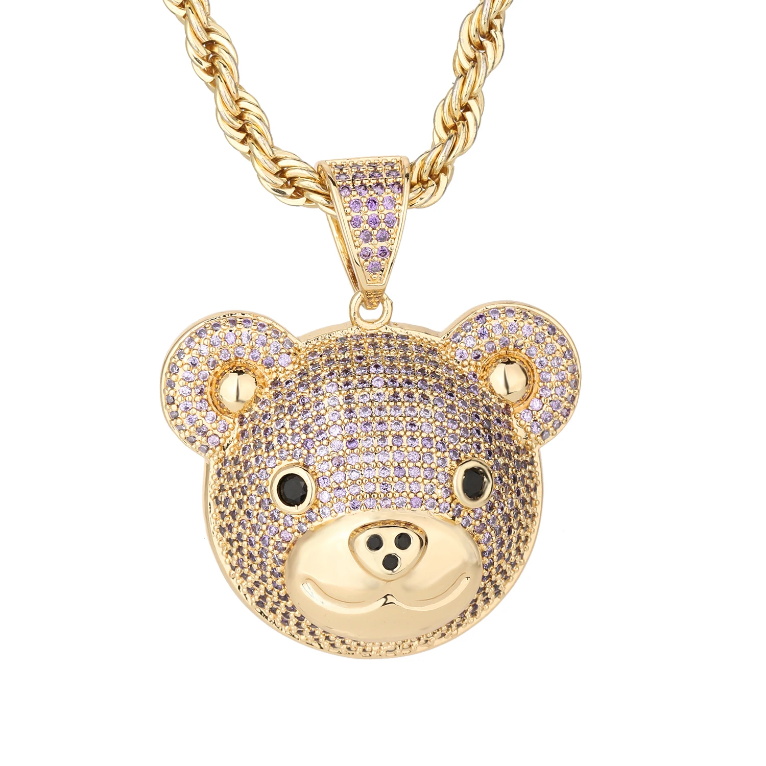 Beautiful cute bear pendant 14k gold plated pendant cute pendant jewelry making handmade zircon jewelry accessories copper