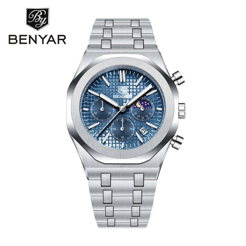 Men's Square Quartz Watch with Tiffany Blue Dial