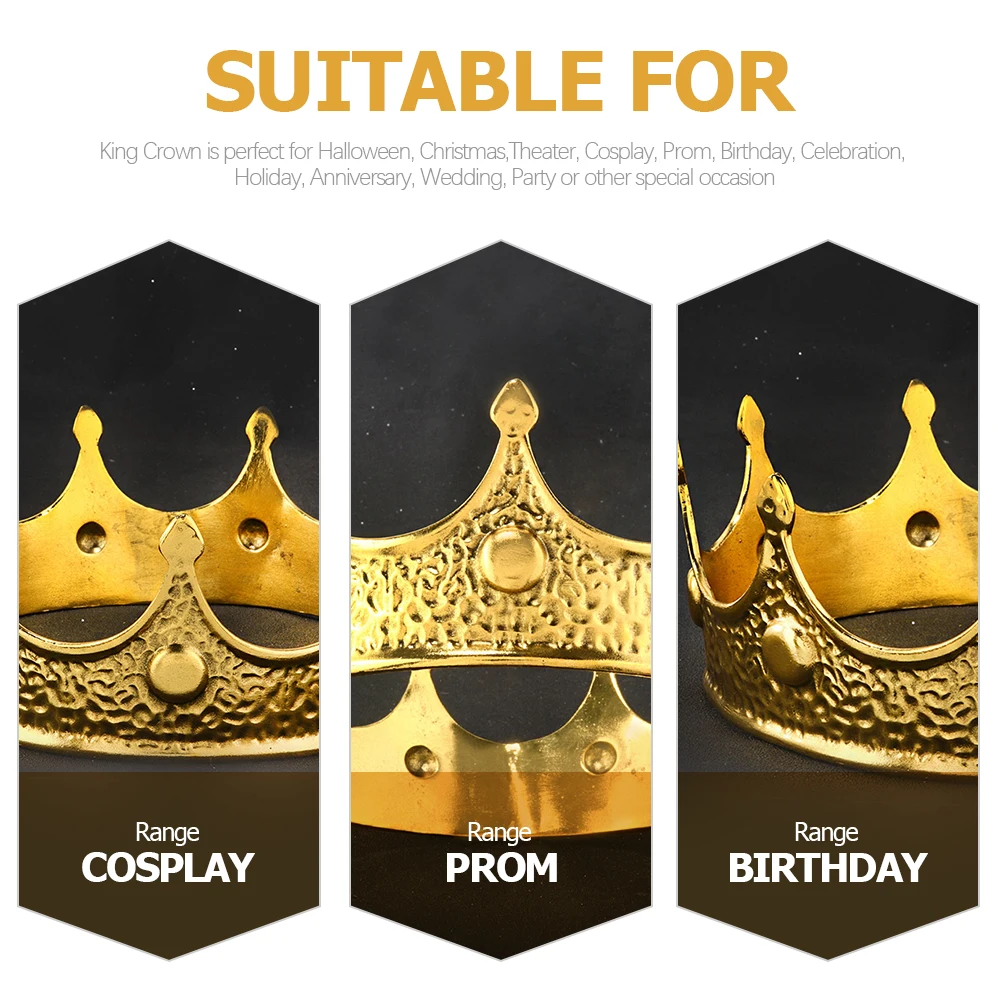 

Birthday Crown Cosplay Costume Vintage for Men Adult Accessories Party Alloy King